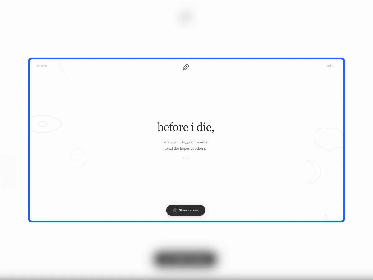 before i die, Landing Page of the Before I Die web application